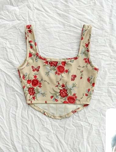 JINJIN FASHION Floral Corset Crop Top