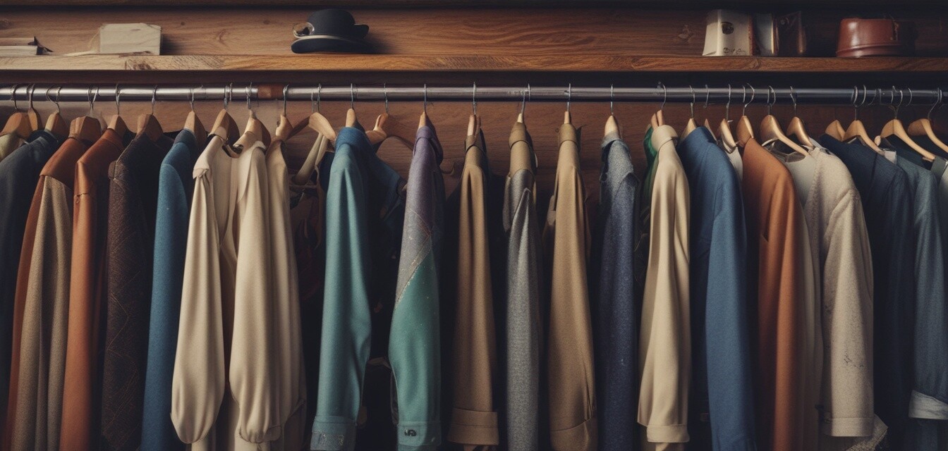 Stylish second-hand clothing items